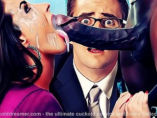 بی بی سی Slut HotWife سیاہ ڈک عبادت نسلی cuckold کارٹون کی عبادت